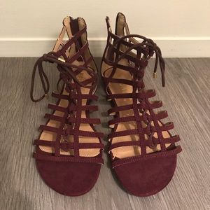 Wine Gladiator Sandals 7.5